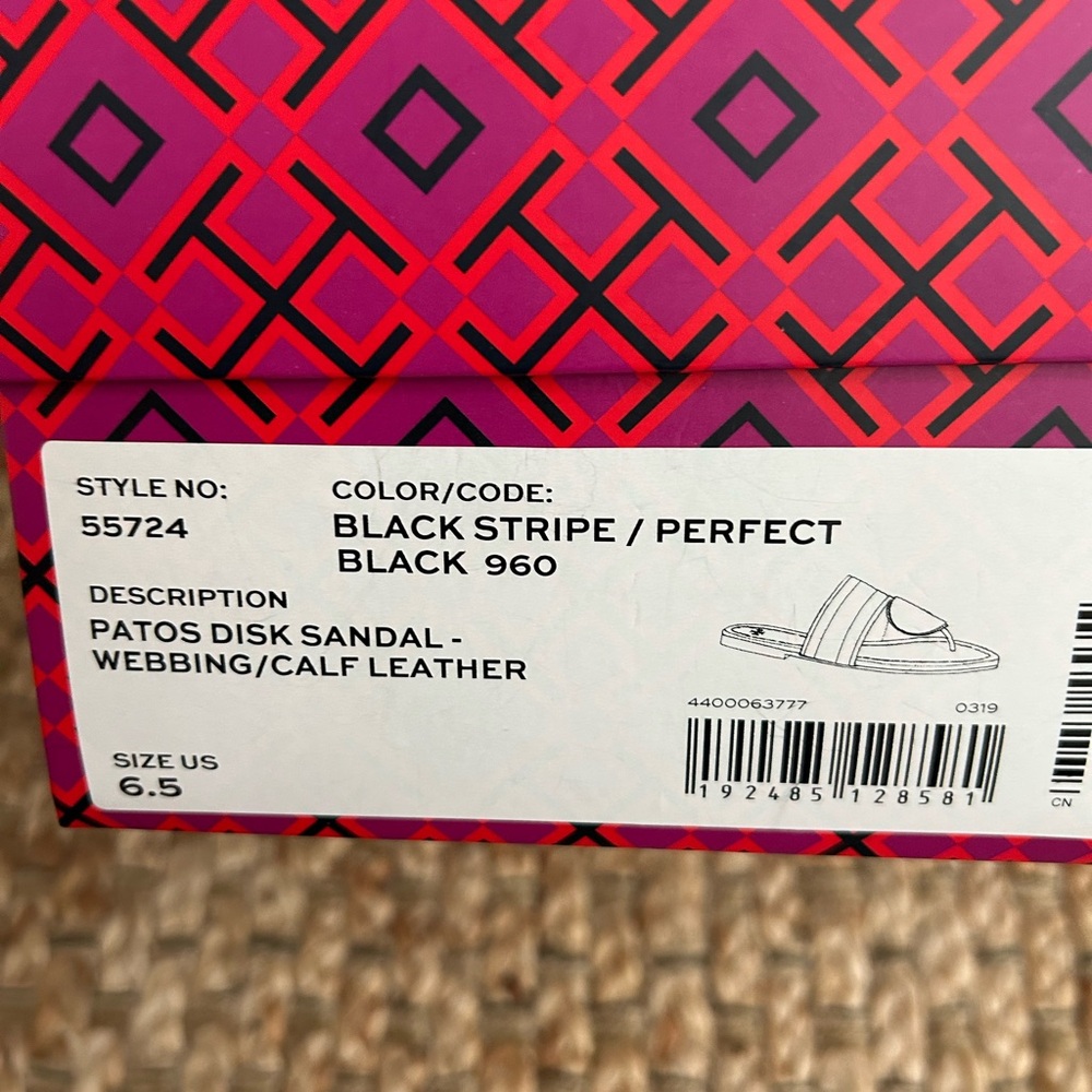 Tory Burch Black Stripe Sandals - Picture 3 of 3